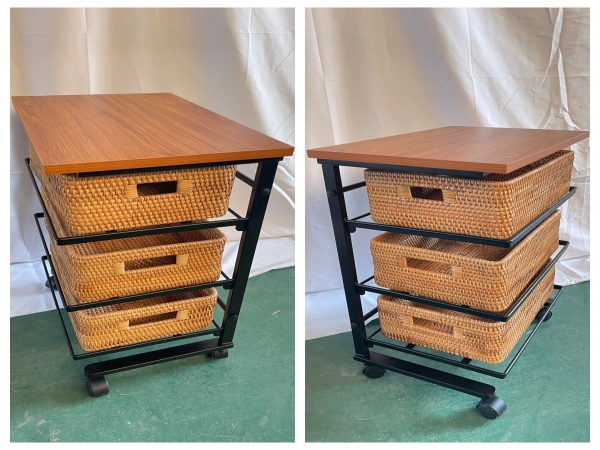 Willow basket display storage rack 
